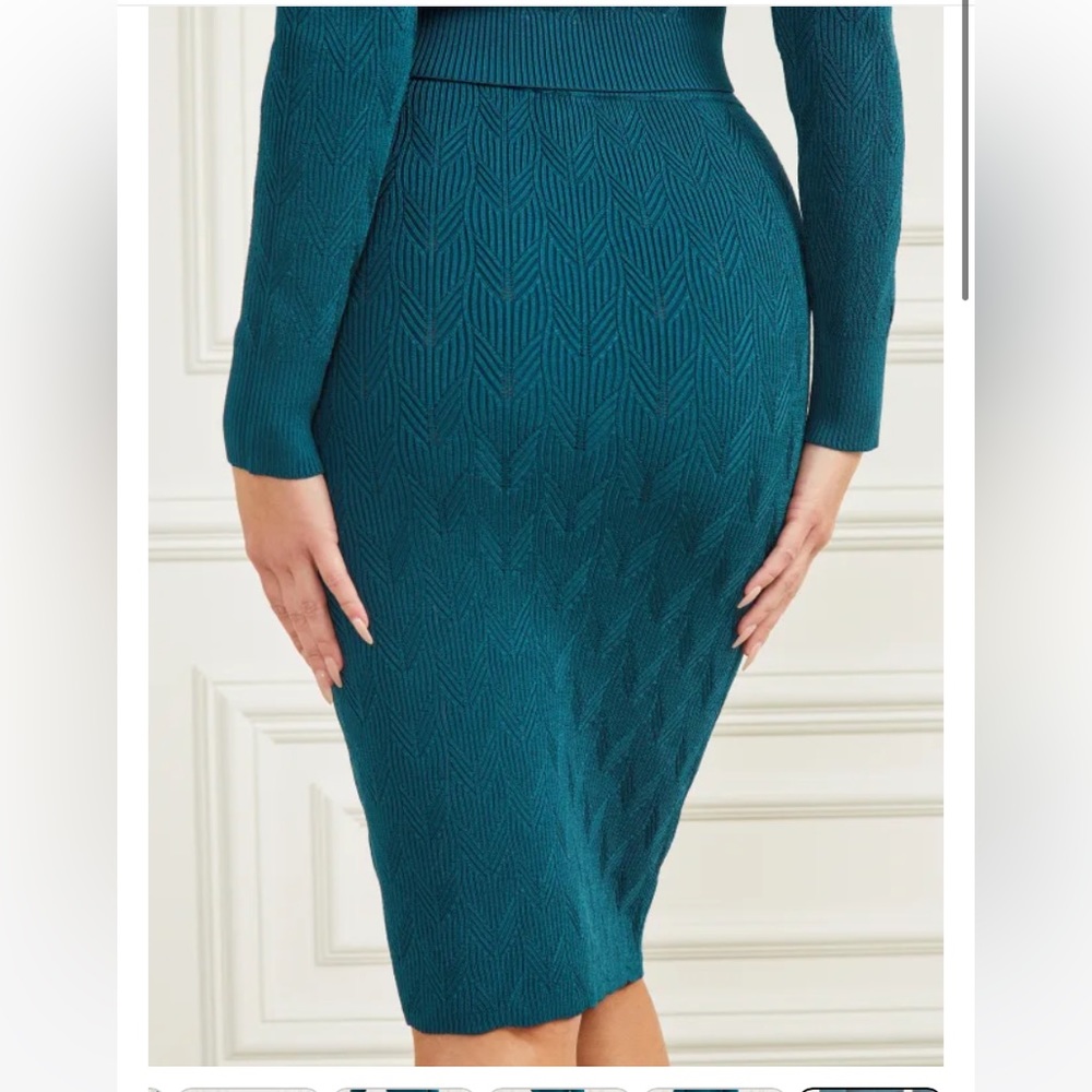 Blue Opal Midi Knit Pencil Skirt - Size S - Picture 6 of 9